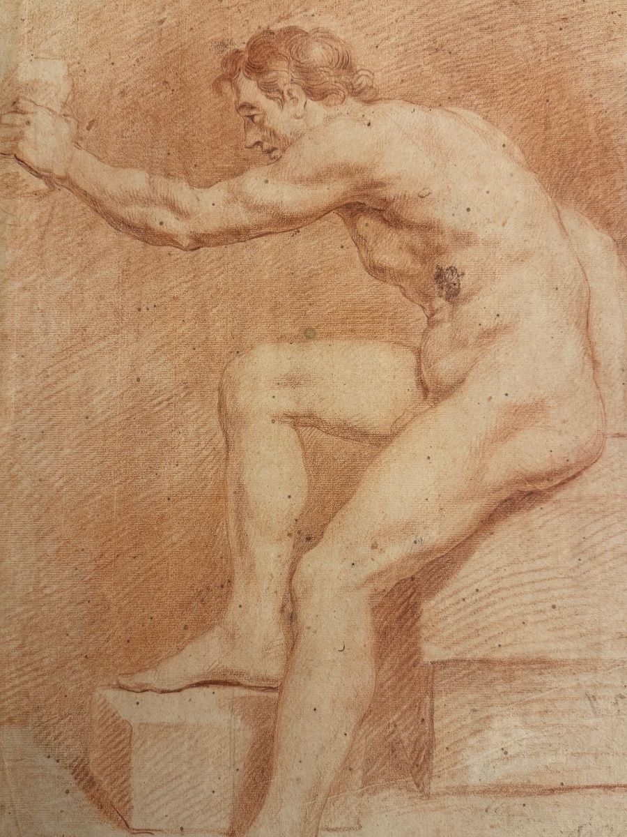 Académie de nu masculin – Sanguine du XVIIIe siècle