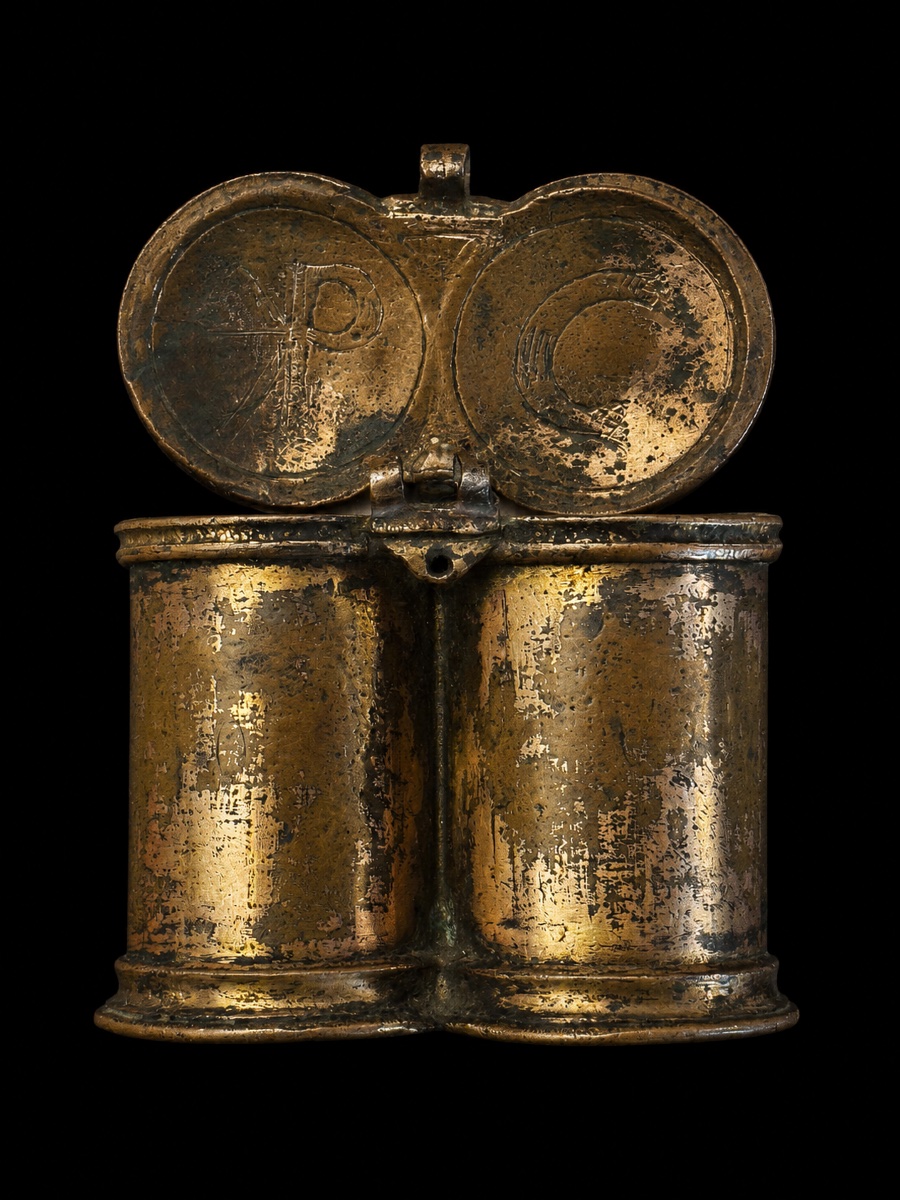Copper Holy Oil Box. France, 16th Century-photo-3