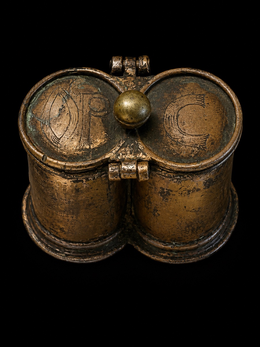 Copper Holy Oil Box. France, 16th Century
