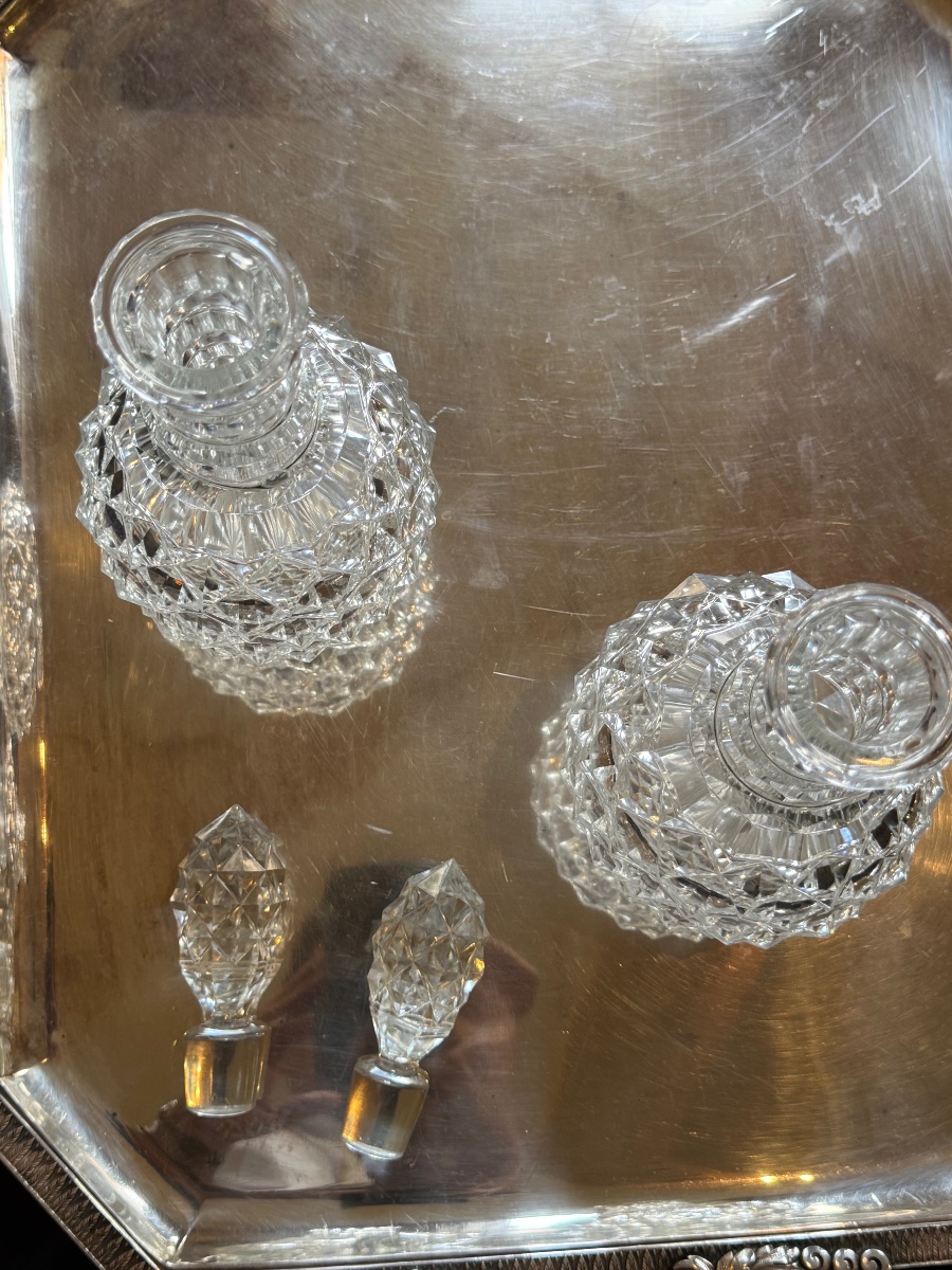 Paire de carafes à gros diamants – Baccarat, époque Restauration-photo-3
