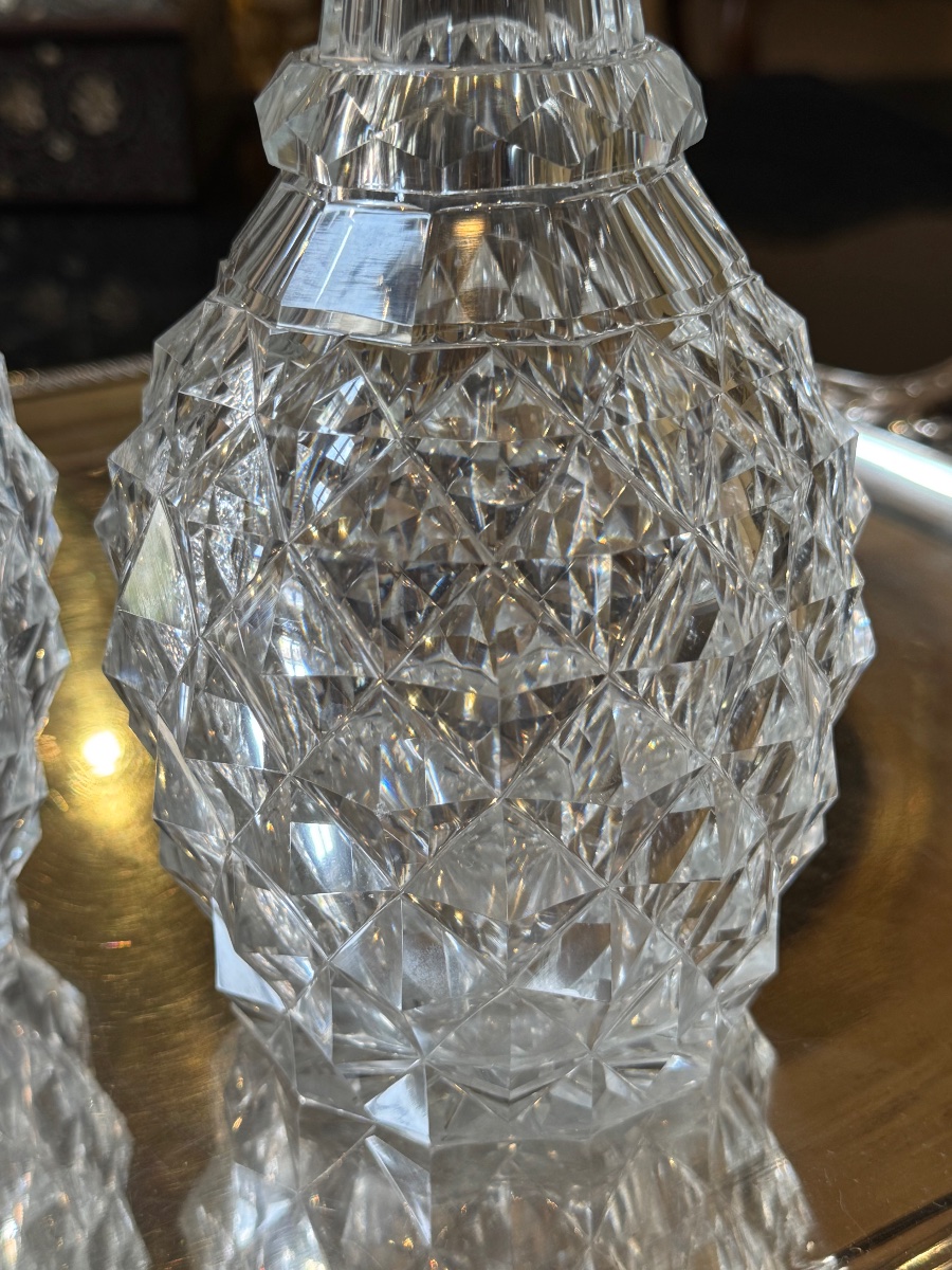 Paire de carafes à gros diamants – Baccarat, époque Restauration-photo-4