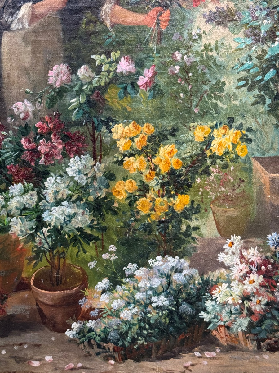 JULLIARD (XIXᵉ siècle) – Marchande de fleurs-photo-3