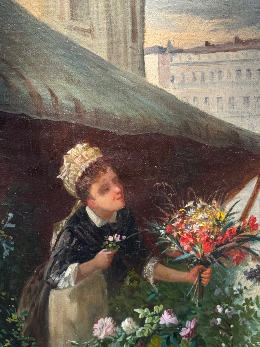 JULLIARD (XIXᵉ siècle) – Marchande de fleurs-photo-3