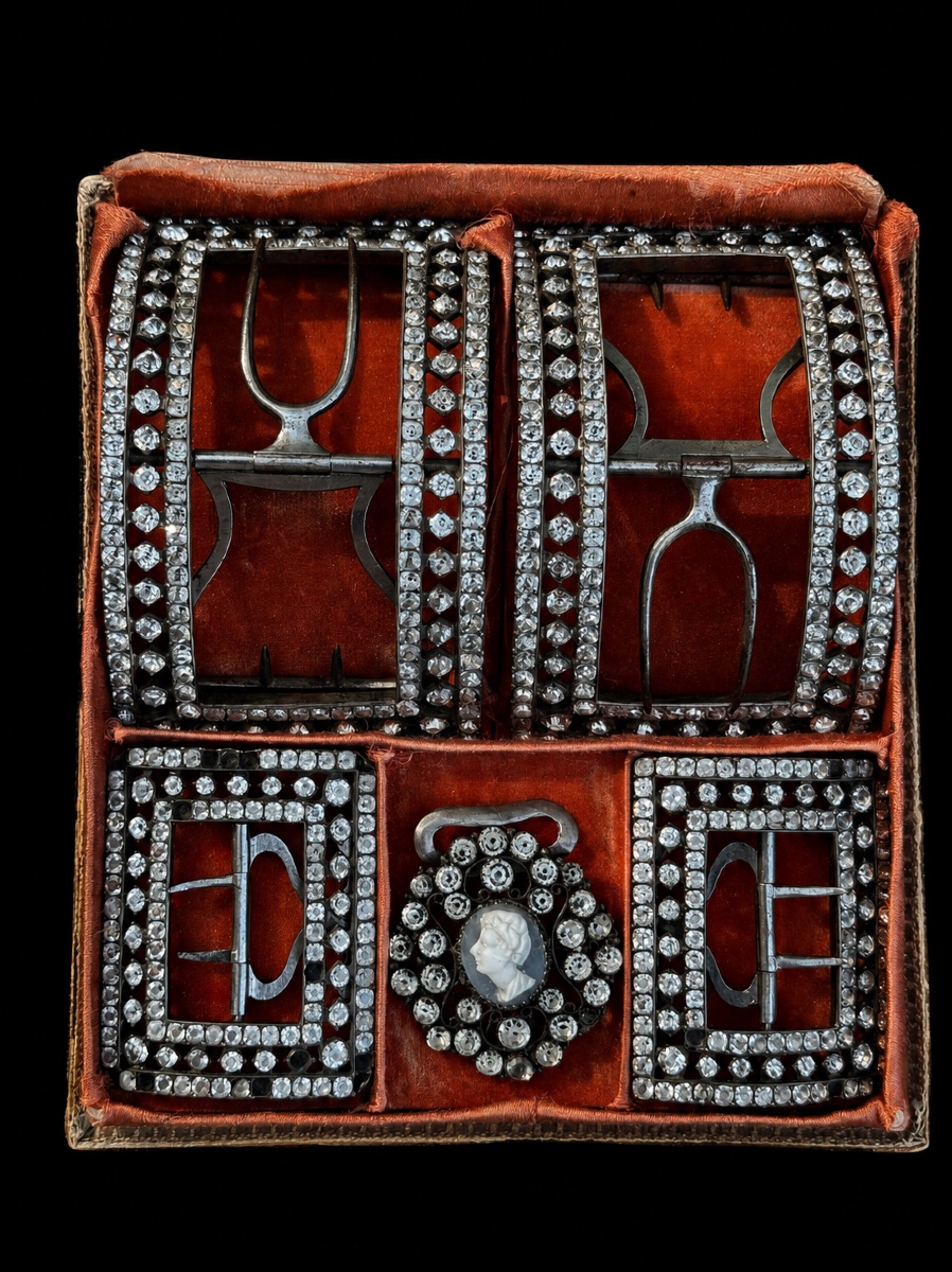 Set Of Silver Shoe Buckles And Pant Buckles
