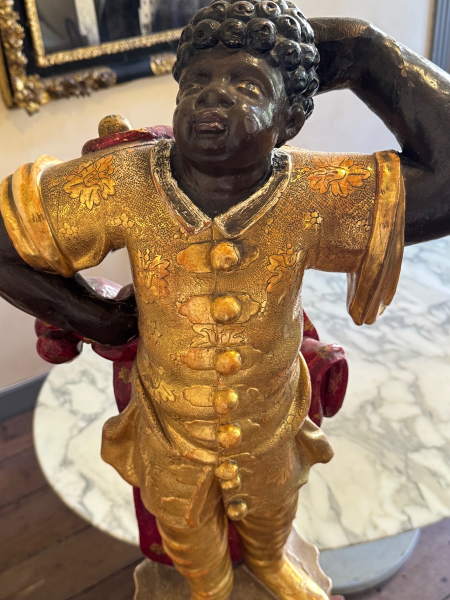 Pair Of Polychrome And Gilded Wooden Statues – Louis XIV Period, Circa 1700-photo-4