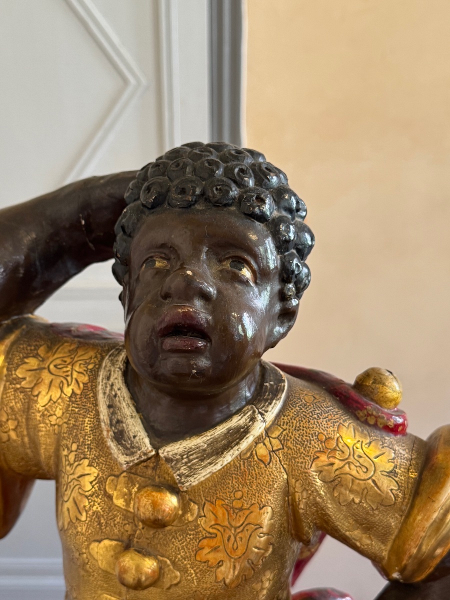 Pair Of Polychrome And Gilded Wooden Statues – Louis XIV Period, Circa 1700-photo-2