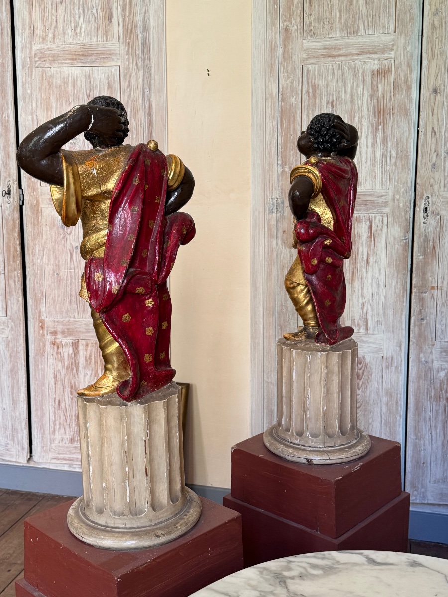 Pair Of Polychrome And Gilded Wooden Statues – Louis XIV Period, Circa 1700-photo-6