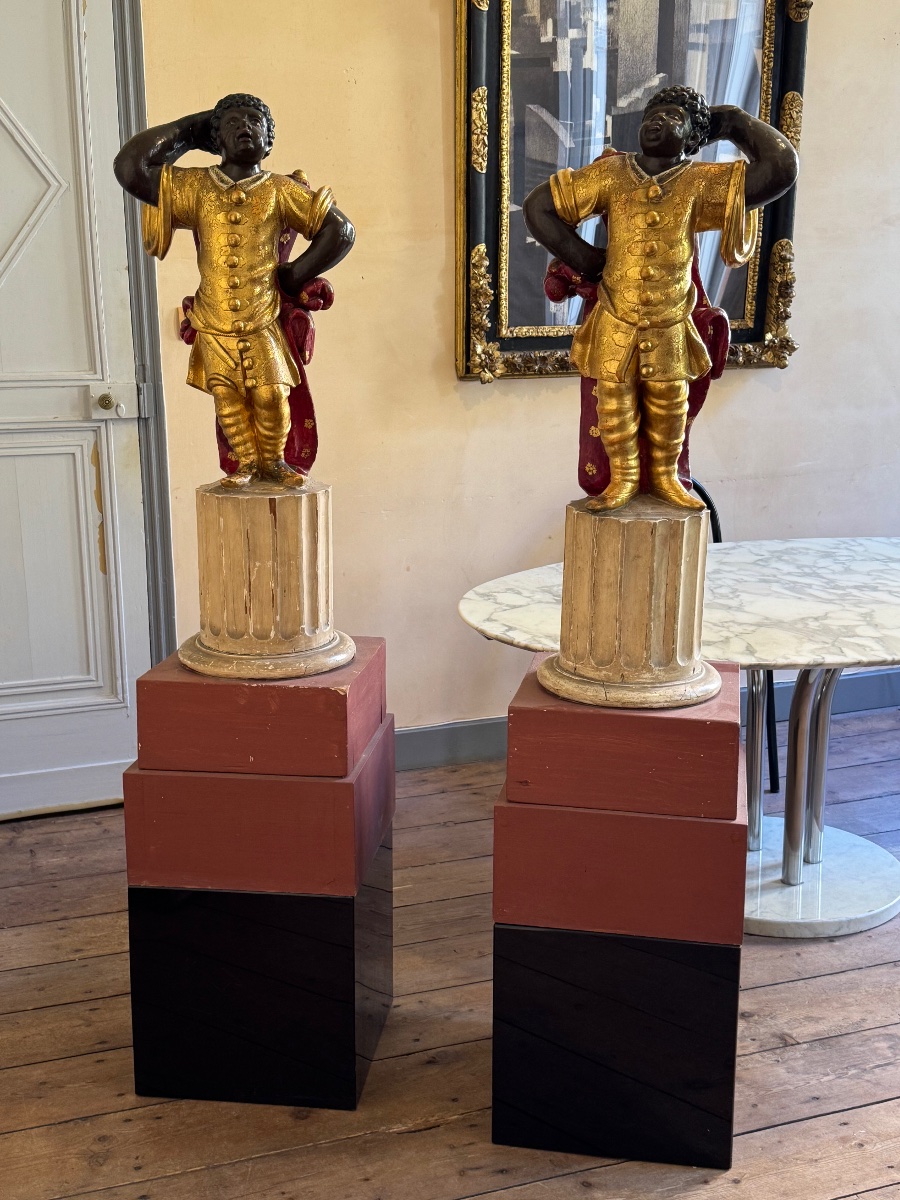 Pair Of Polychrome And Gilded Wooden Statues – Louis XIV Period, Circa 1700-photo-8