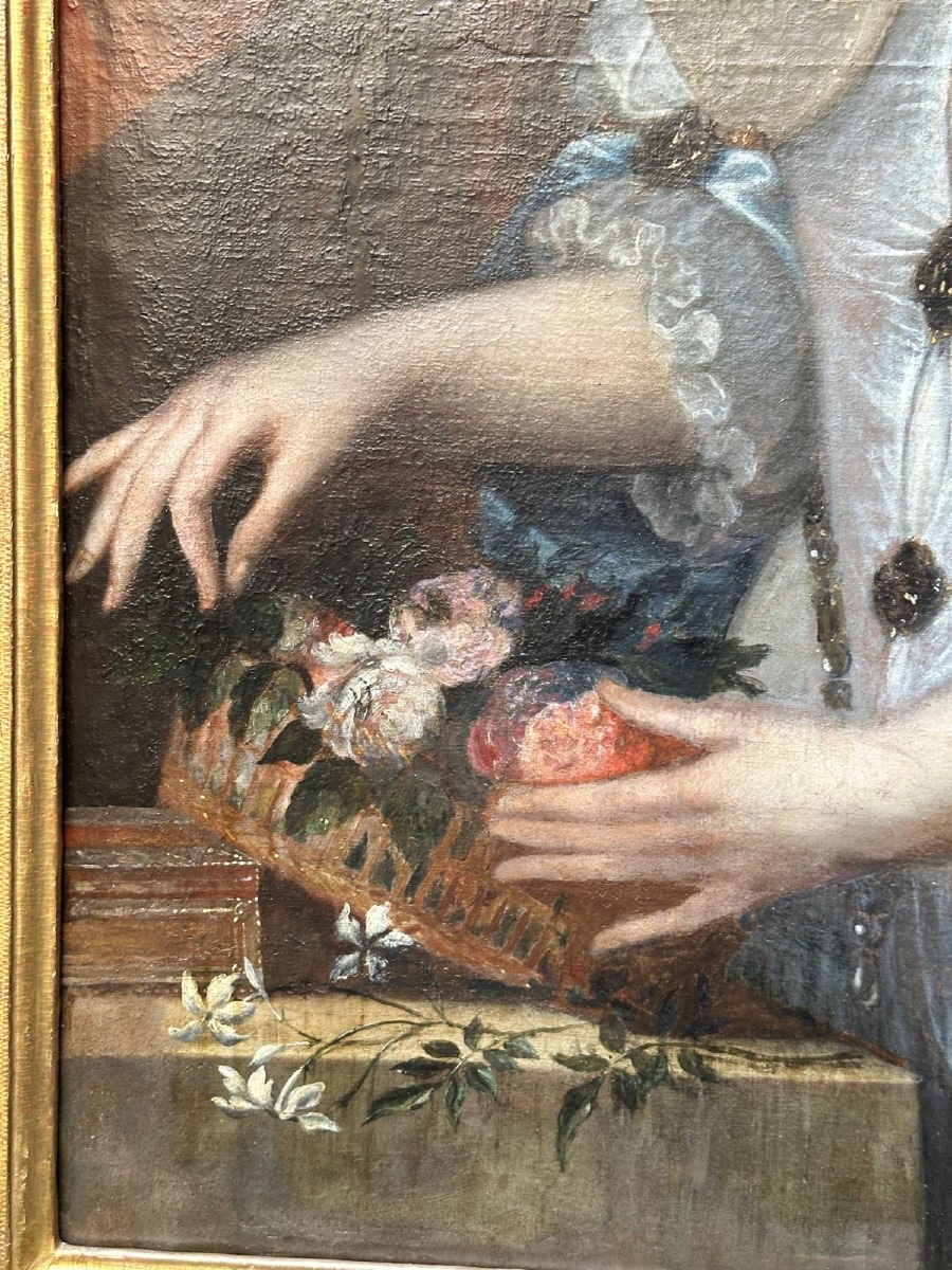 Portrait allégorique d’une jeune femme aux fleurs – Jeunesse et fuite du temps-photo-1