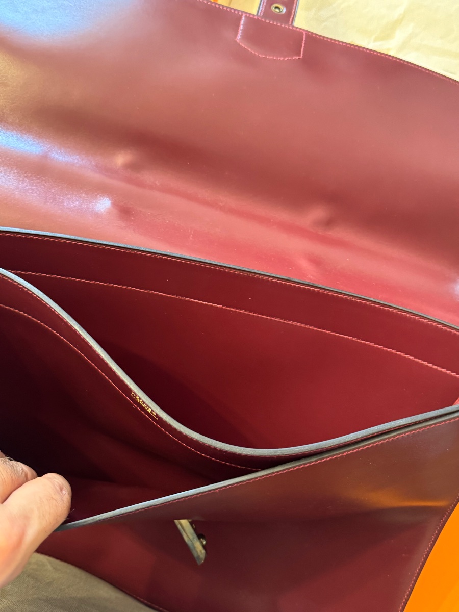 Hermès Paris – Burgundy Box Briefcase With Original Box-photo-3