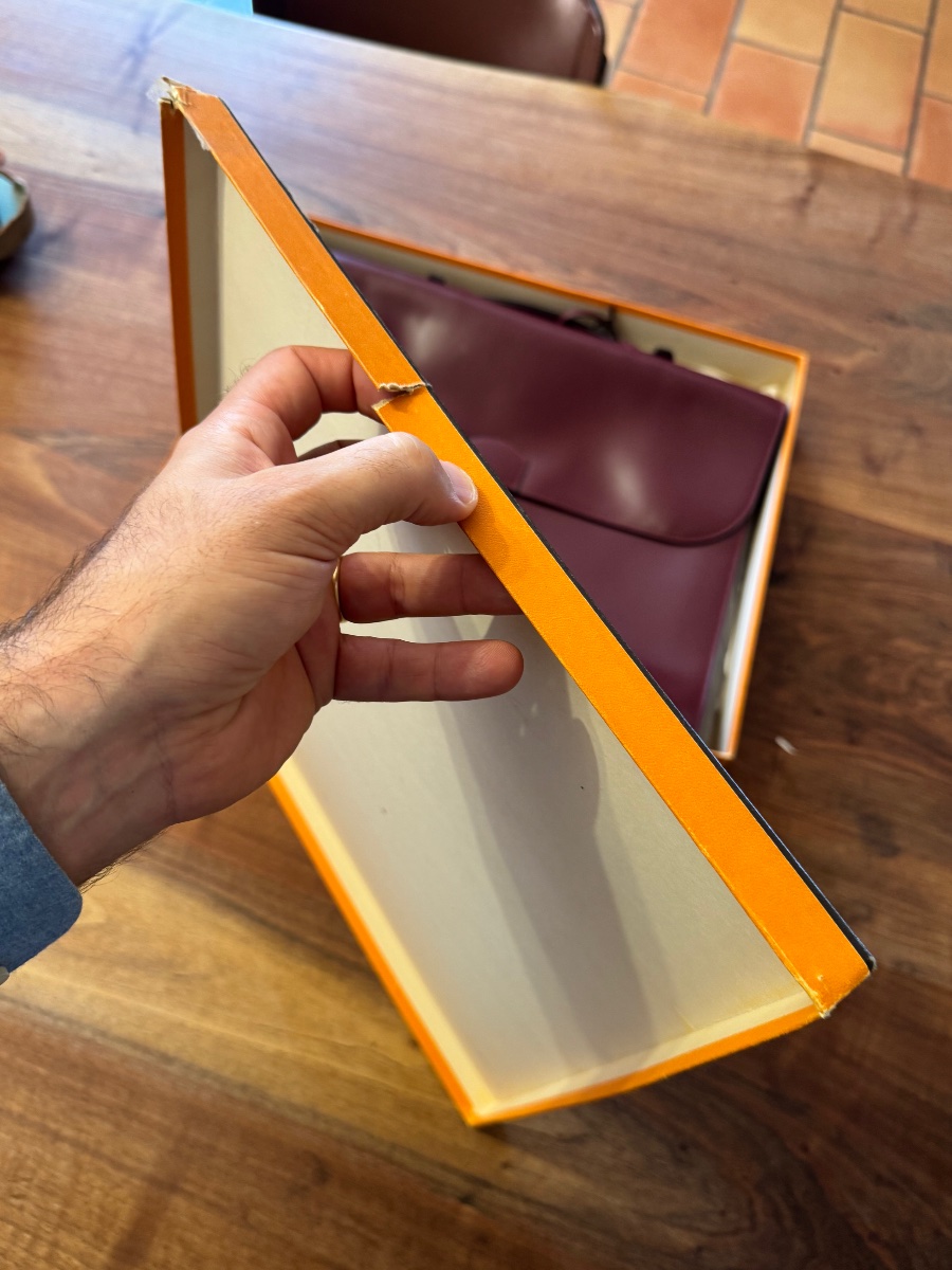 Hermès Paris – Burgundy Box Briefcase With Original Box-photo-4