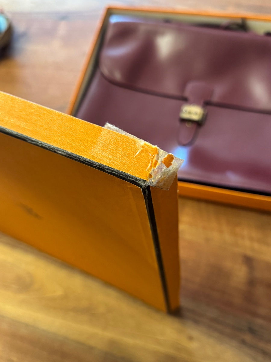 Hermès Paris – Burgundy Box Briefcase With Original Box-photo-5
