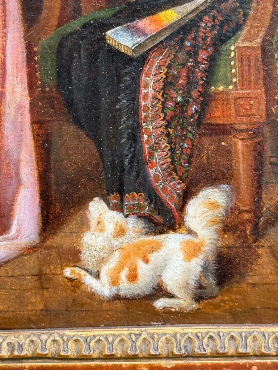 Portrait d'une jeune femme au chat, d'après Marguerite Gérard -photo-3