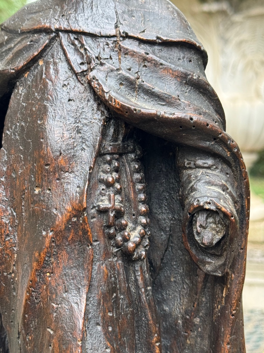 Wooden Sculpture Of A Monk – Northern France – 17th Century-photo-2