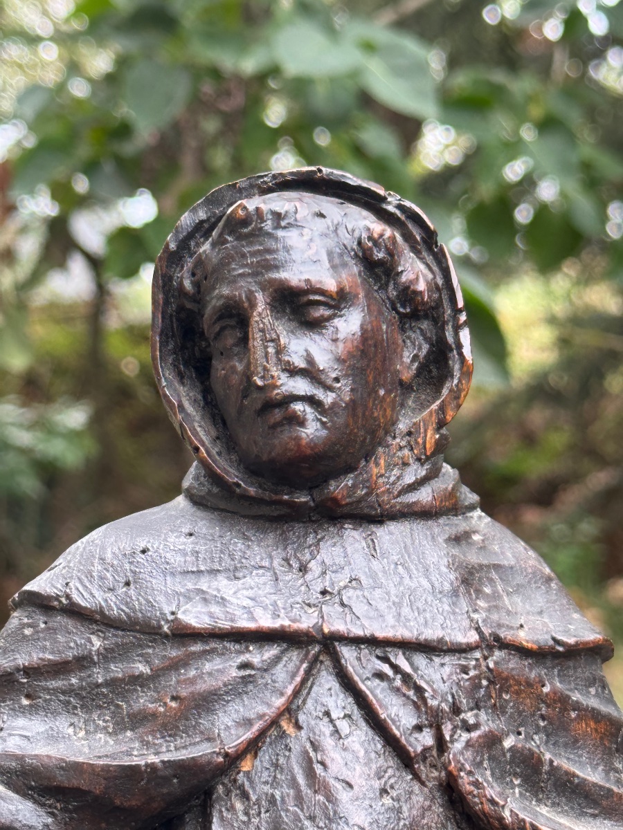 Wooden Sculpture Of A Monk – Northern France – 17th Century-photo-4
