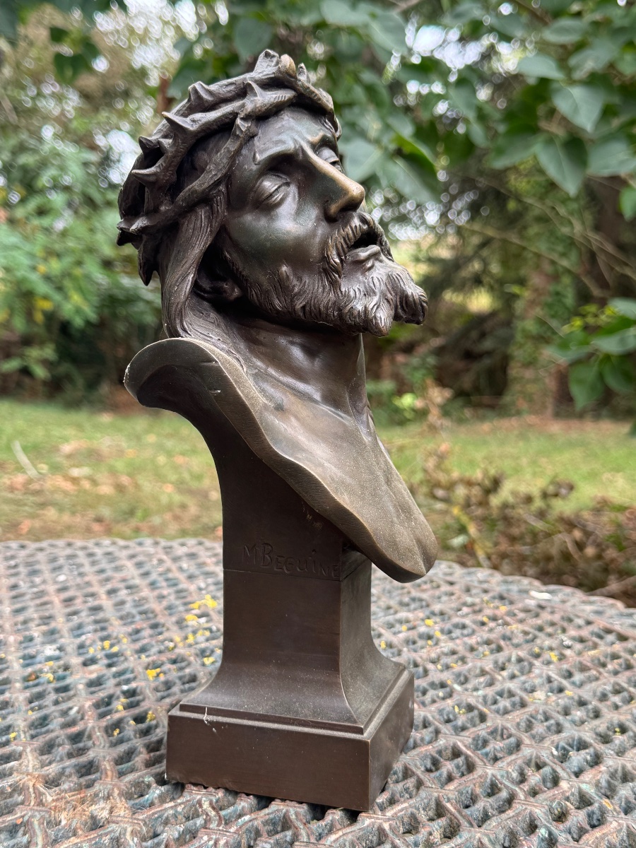 Ecce Homo, buste du Christ à la couronne d’épines – Bronze-photo-4