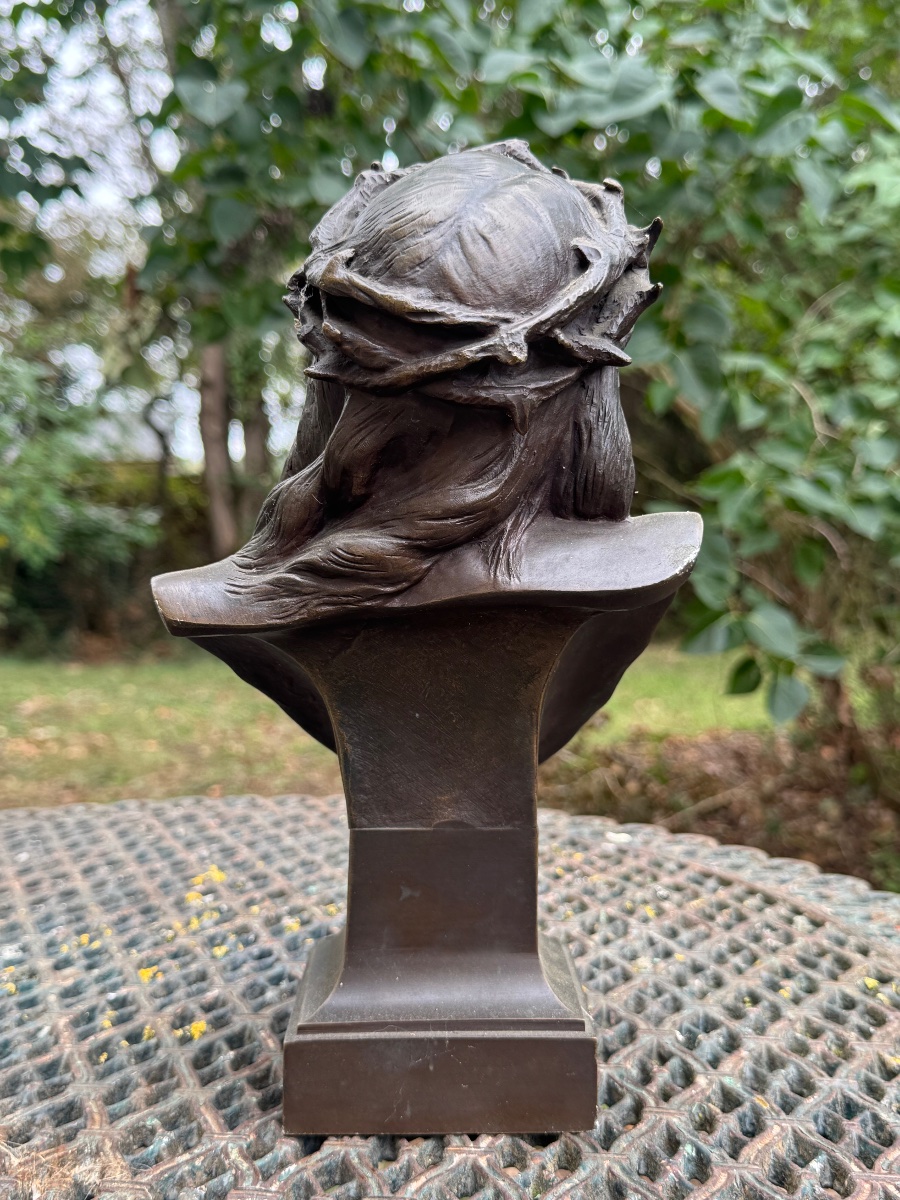 Ecce Homo, buste du Christ à la couronne d’épines – Bronze-photo-3