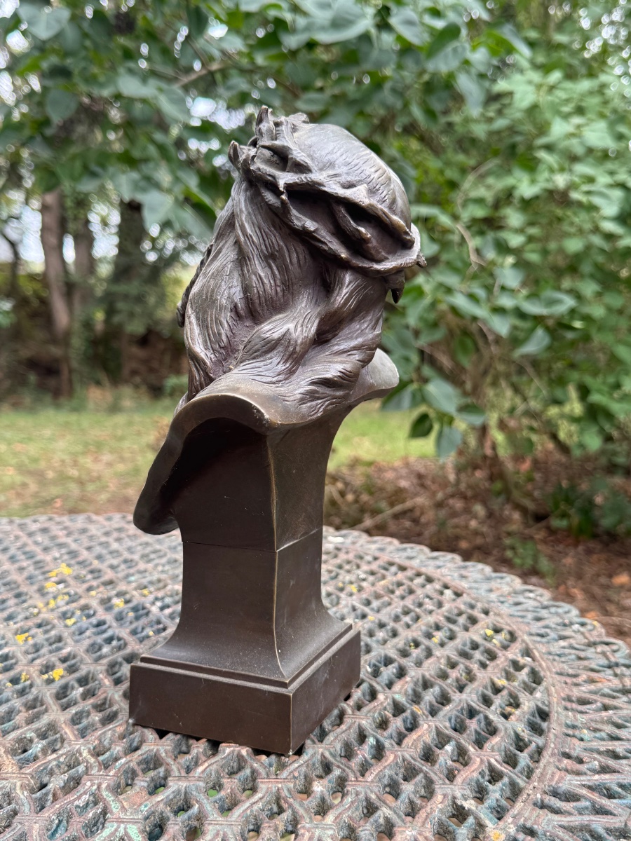 Ecce Homo, buste du Christ à la couronne d’épines – Bronze-photo-4