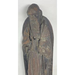 Saint Antoine. Sculpture En Bois. Espagne. XV ème Siècle 