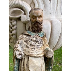 Saint Hiacinthe & Polychrome Stone Sculpture & XVII Th Century