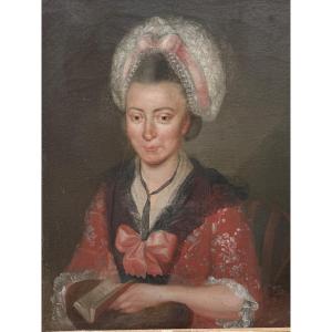 Portrait De Dame D’epoque Louis XVI & Huile Sur Toile 