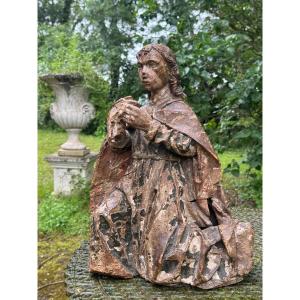 Ange / Porteur D’offrande & Vers 1500 - 1550 & Sculpture En Bois Polychrome 