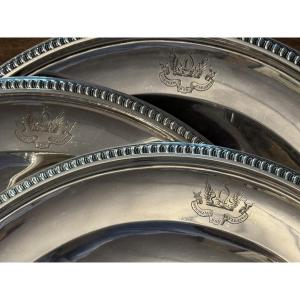Set Of 3 Silver Dishes (1819 - 1838) - With Latin Motto 