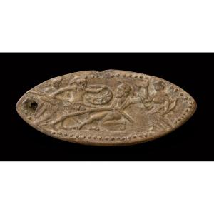 Roman Terracotta Oil Lamp, Elongated “navette” Shape