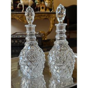 Paire de carafes à gros diamants – Baccarat, époque Restauration