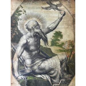 Image pieuse figurant Saint Paul Premier Ermite