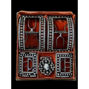 Parure de boucles de chaussures et boucles de culotte en argent
