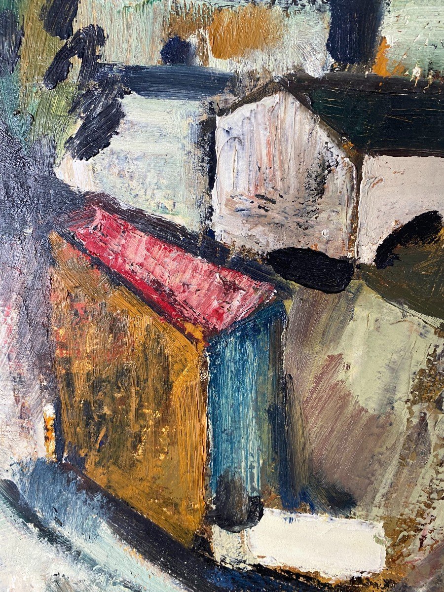 Marcel Saint-jean (1914-1994)  "église dans un paysage vallonné" PEINTURE LYONNAISE-photo-4