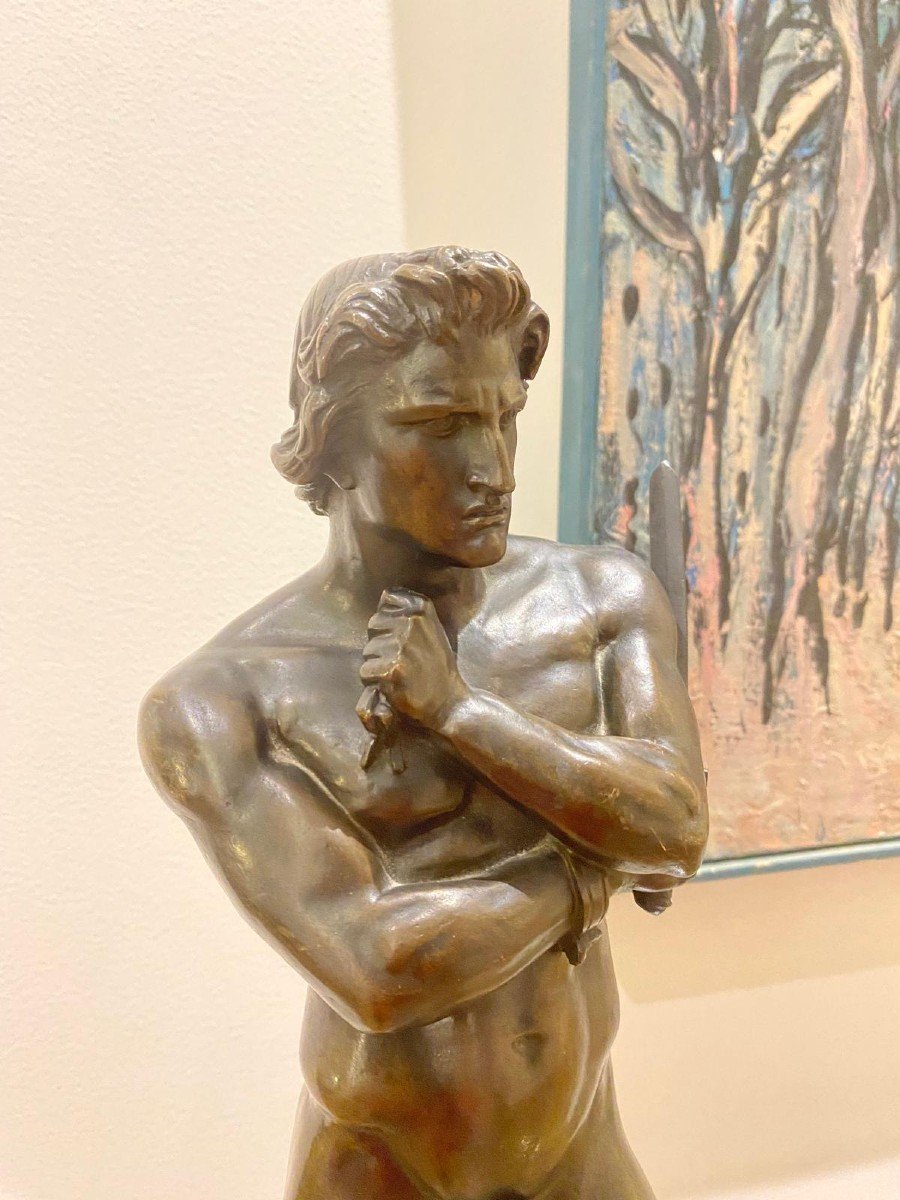 Denis Foyatier (1793-1863) “spartacus” 1832 Bronze Sculpture With Nuanced Brown Patina Matt-photo-2