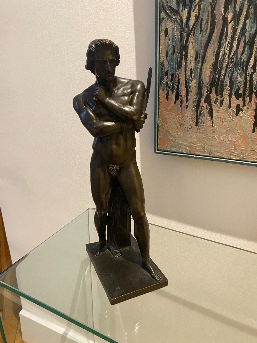 Denis Foyatier (1793-1863) “spartacus” 1832 Bronze Sculpture With Nuanced Brown Patina Matt-photo-2
