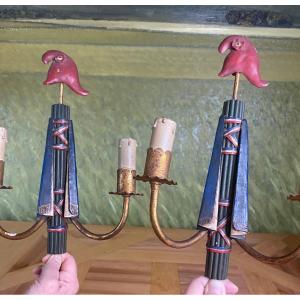 Pair Of “revolutionary” Wall Lights - Ryckaert Establishments