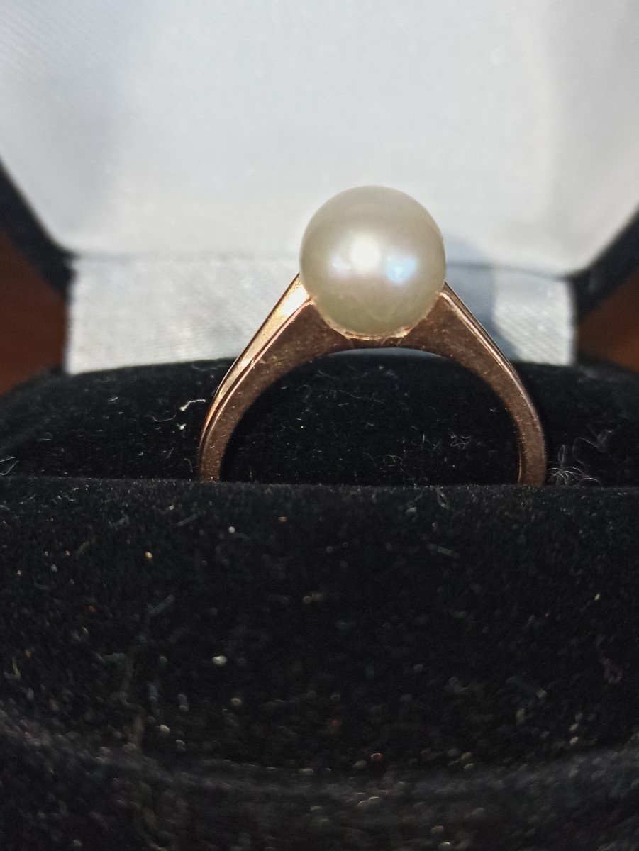 18k Gold And Cultured Pearl Ring Circa 1950-photo-2