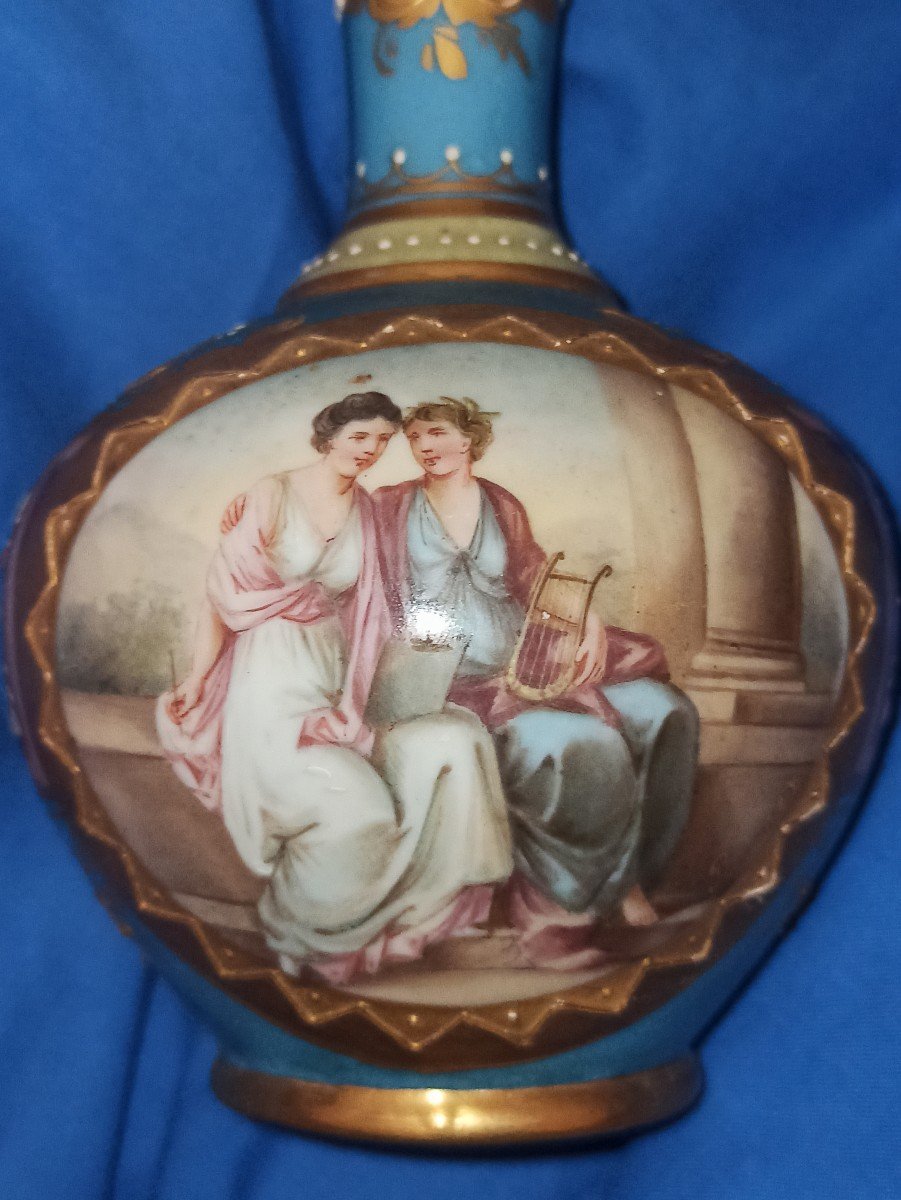 Soliflore Vase In Painted Porcelain D A Neo-classical Scene Circa 1880-photo-2