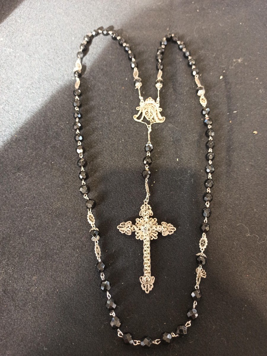 Rosary In Silver And Faceted Beads Napoleon III Period-photo-4