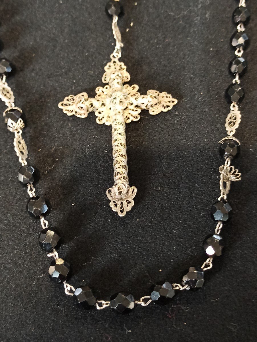 Rosary In Silver And Faceted Beads Napoleon III Period-photo-2