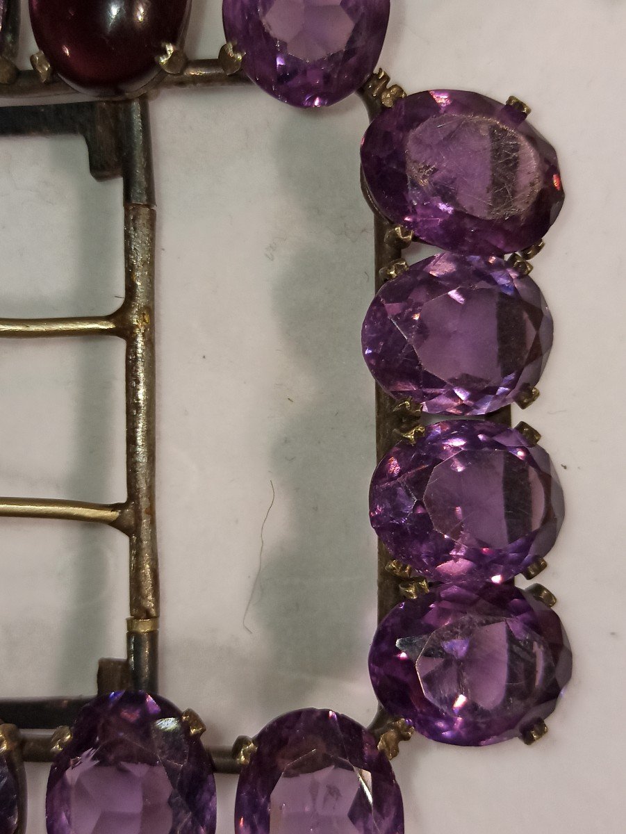 Important Belt Brooch Decorated With Synthetic Amethyst Circa 1850-photo-4