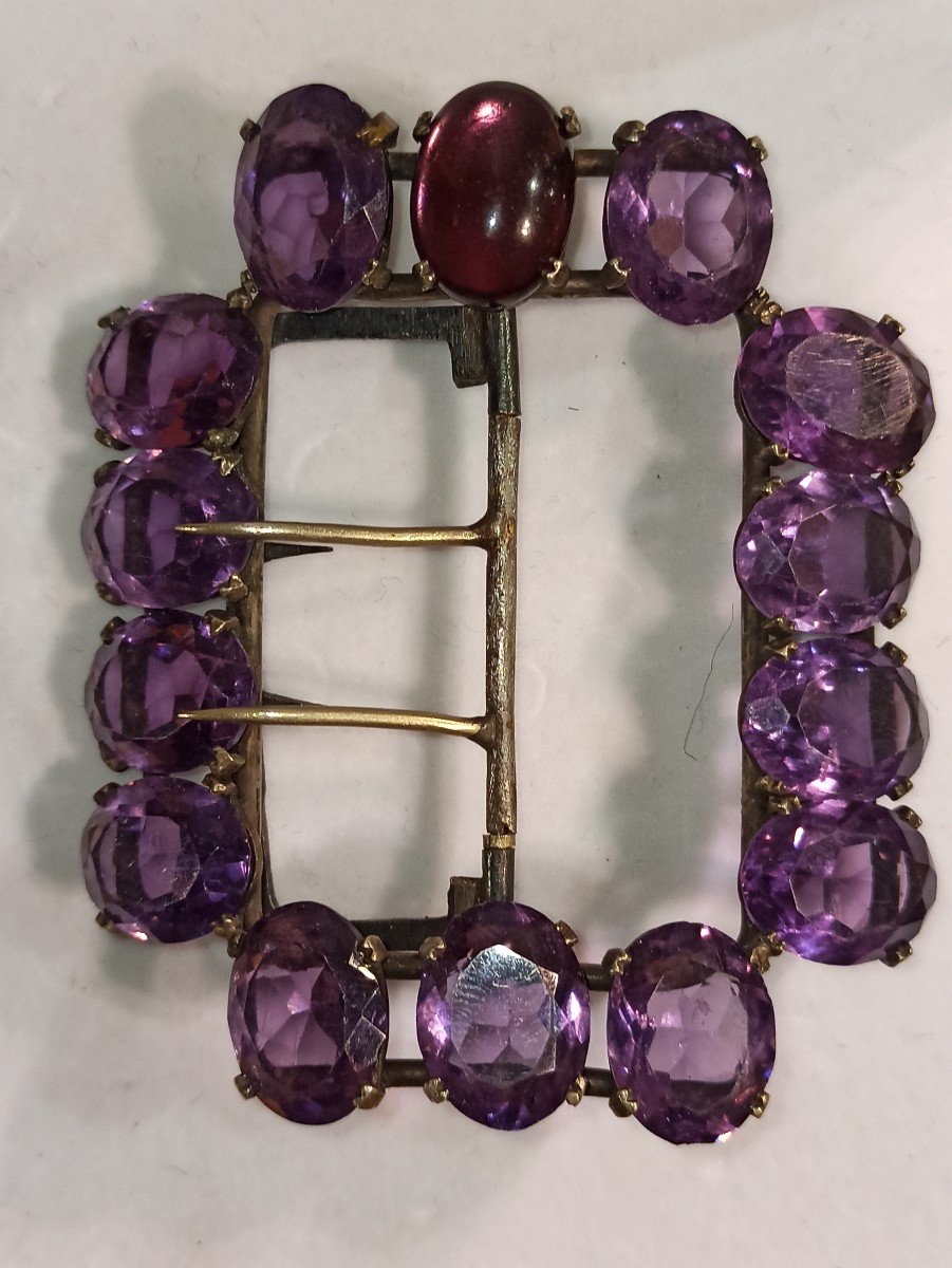 Important Belt Brooch Decorated With Synthetic Amethyst Circa 1850-photo-1