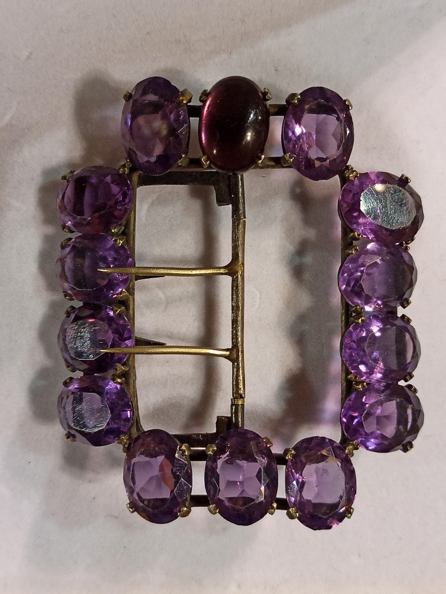 Important Belt Brooch Decorated With Synthetic Amethyst Circa 1850