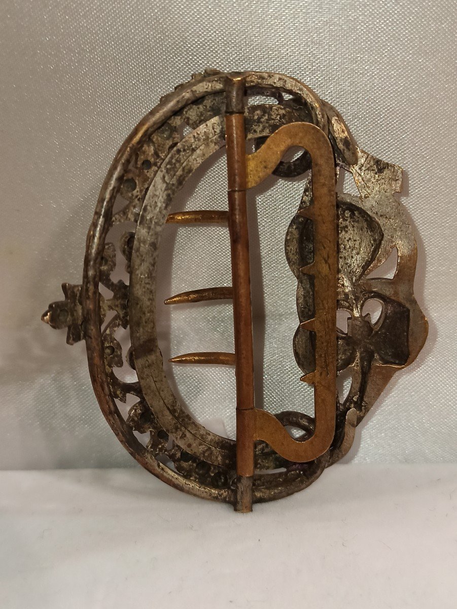 Boucle De Ceinture D époque Art Nouveau, Modèle  Aux Iris Circa 1900-photo-2