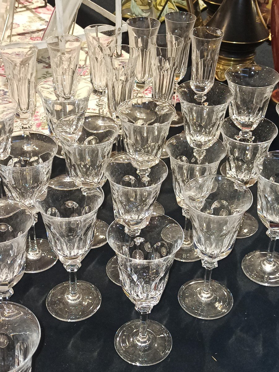 Partie De Service De Verres En Cristal Taille De Daum Modèle Gange Vers 1950-photo-2