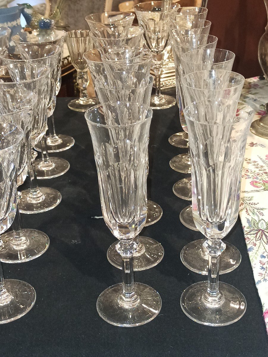 Partie De Service De Verres En Cristal Taille De Daum Modèle Gange Vers 1950-photo-4