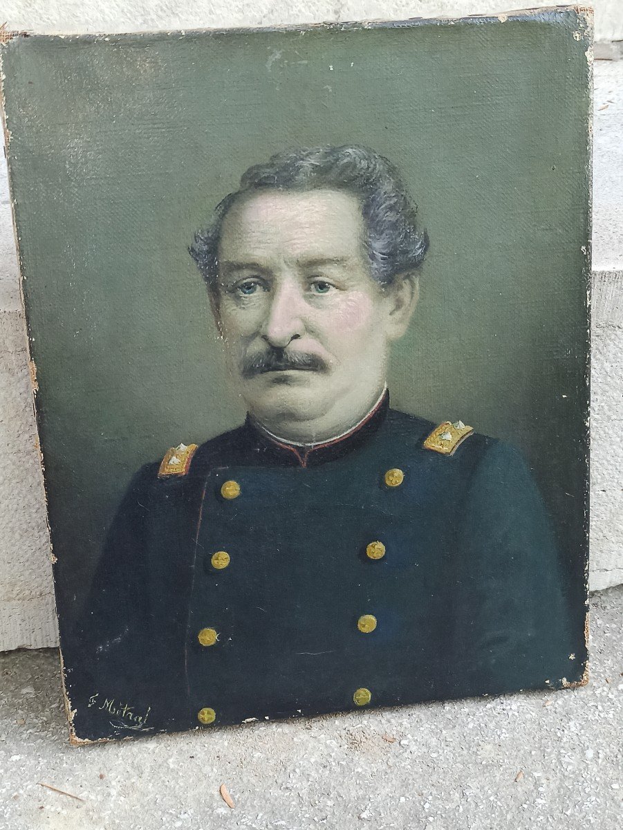 Portrait à L Huile Du Colonel  Suisse Herteinstein Par L Artiste F. Mittal Circa 1888