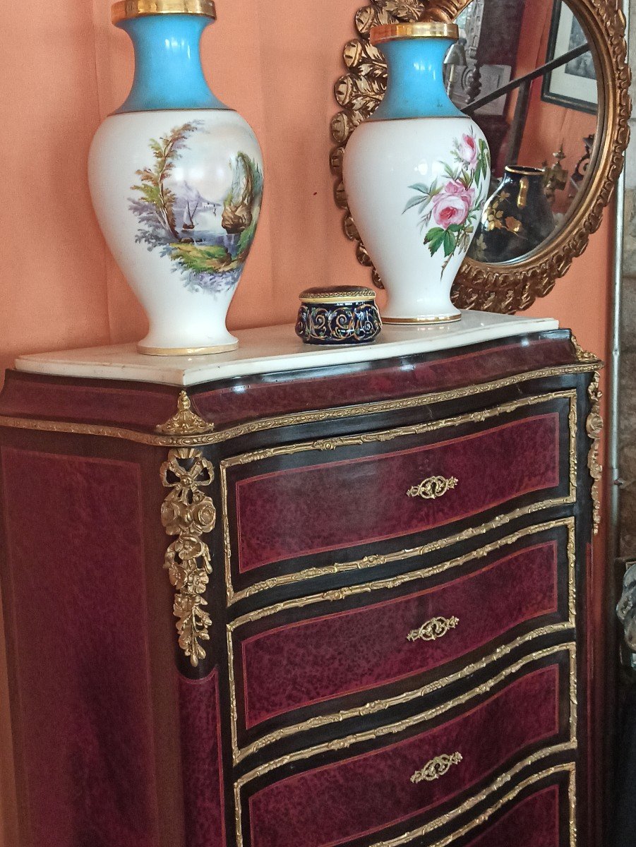 Semainier Napoléon III En Marqueterie De Bois Précieux-photo-2