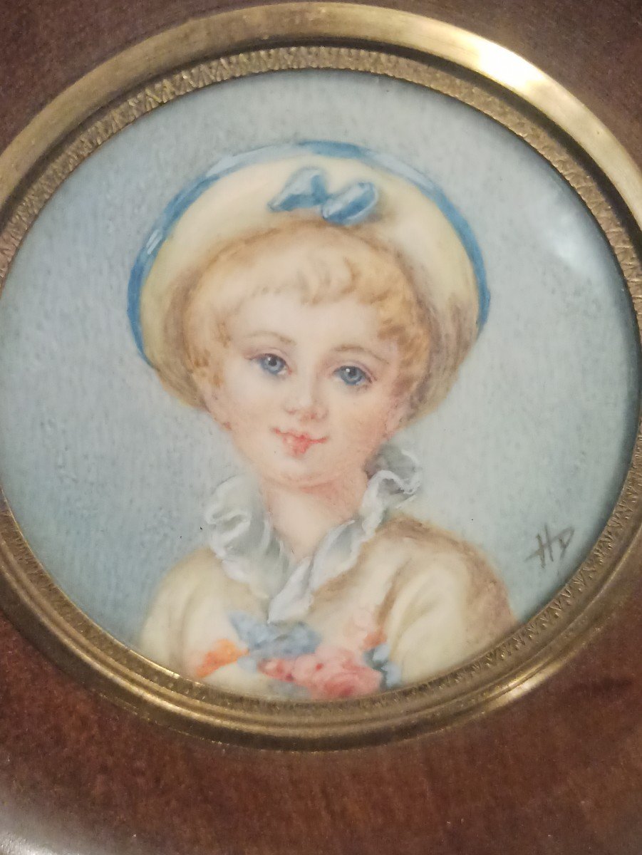 Portrait Of Child Painted In Miniature Circa 1880-photo-2