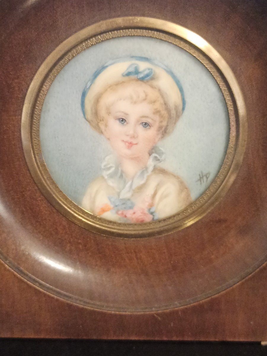 Portrait Of Child Painted In Miniature Circa 1880