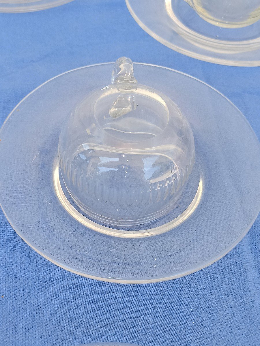 Ensemble De Tasses Et Sous Tasses En Cristal De Val saint Lambert orBaccarat Circa 1900-photo-4